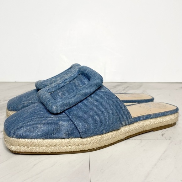 Vince Camuto Jinannie Stonewash Denim Square Toe  Espadrille Mule 7 1/2 M - Picture 1 of 13